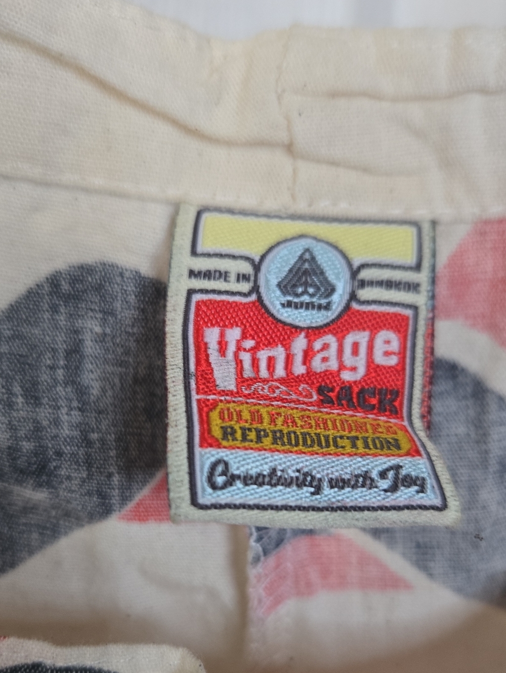 Vintage Feed Sack Inspired Cream Baseball-Print One-Piece Overalls Mi - Picture 2 of 6